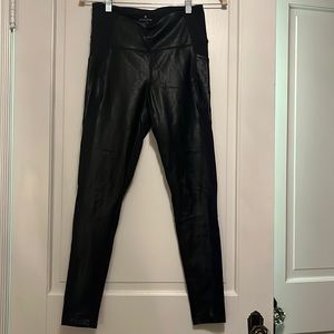 Athleta faux leather front black leggings size S